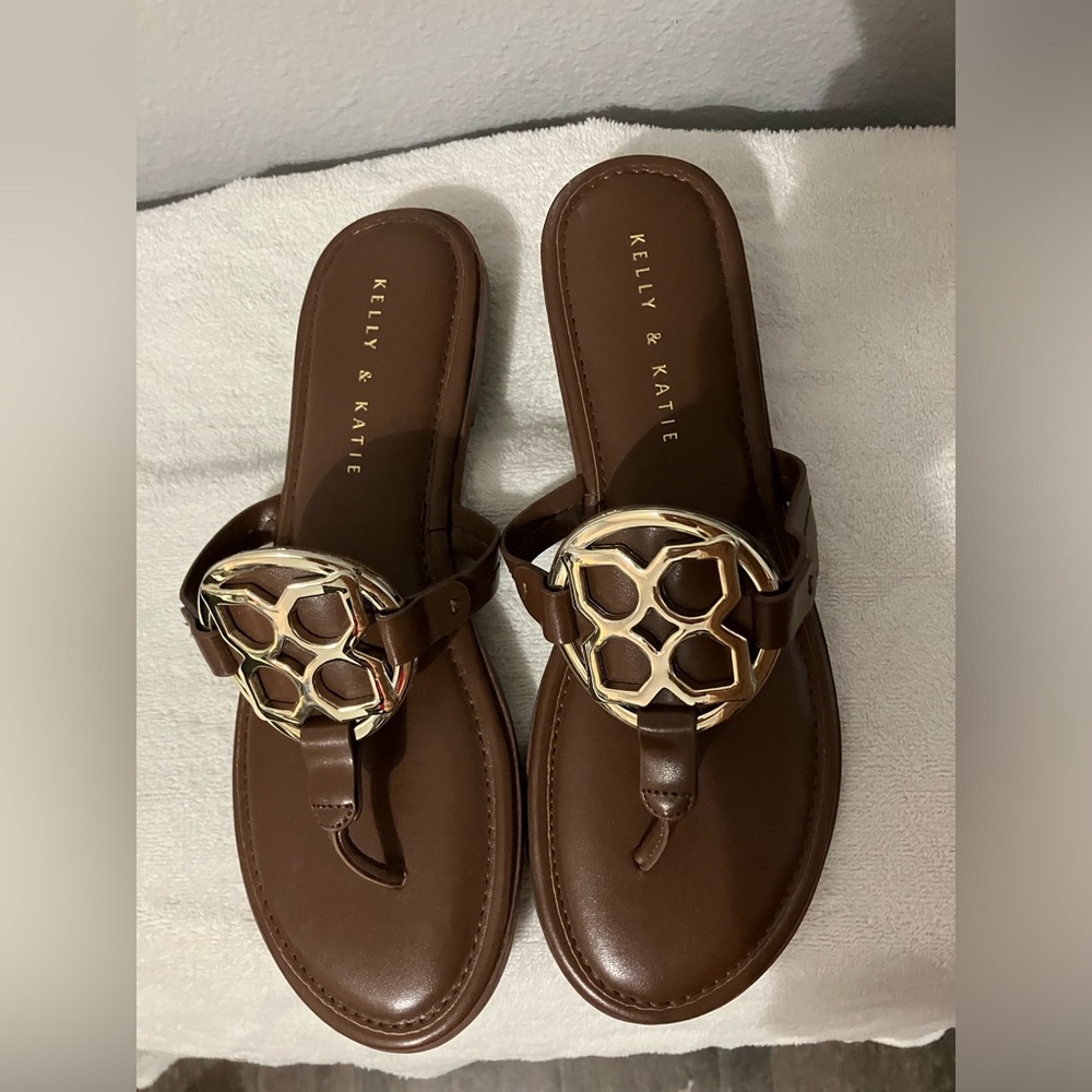 Kelly and Katie - brown and gold sandals